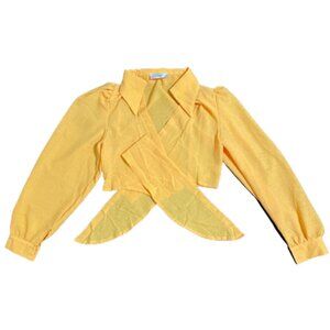 Women's Yellow Top, Blouse, Tie, Crop Top